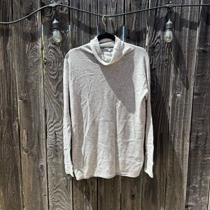 Vince Heathered Light Grey Wool Cashmere Cowl Neck Long Sleeve Sweater medium